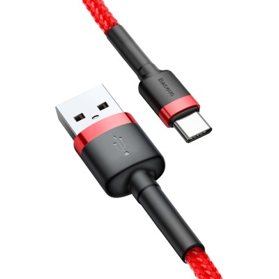 Baseus Braided USB 2.0 Cable USB-C male - USB-A male Red 1m (CATKLF-B09)